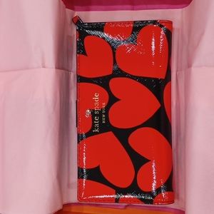 Kate Spade wallet, heart, red and black.